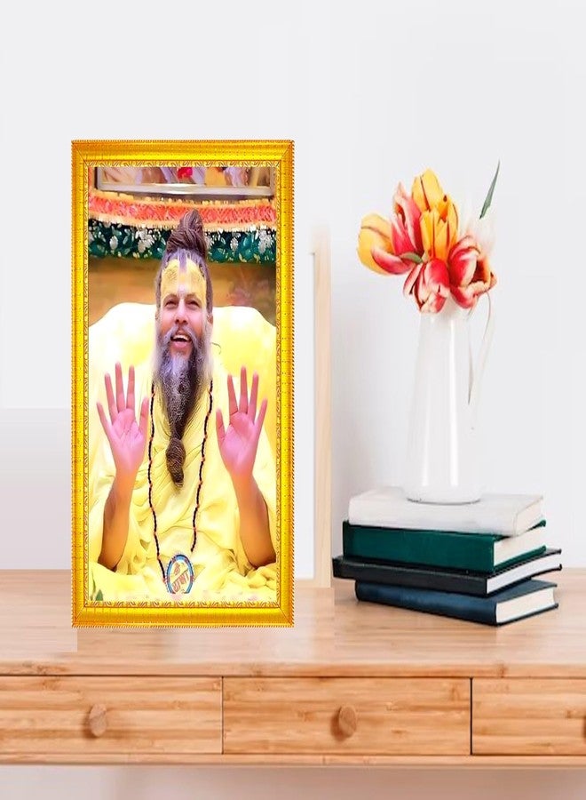 ZIG-ZAG zig zag Shri Premanand Govind Sharan Ji Maharaj Religious Rectangular Photo Frame For Mandir And Wall Decor Small Size (7X9 Inches), Gold - Image 3